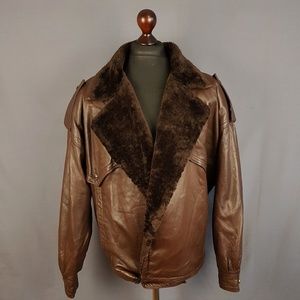 Gianni Versace Jacket Leather Shearling Fur Men XL